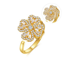 Load image into Gallery viewer, Lucky Golden Clover Rotating / Fidget Adjustable Ring