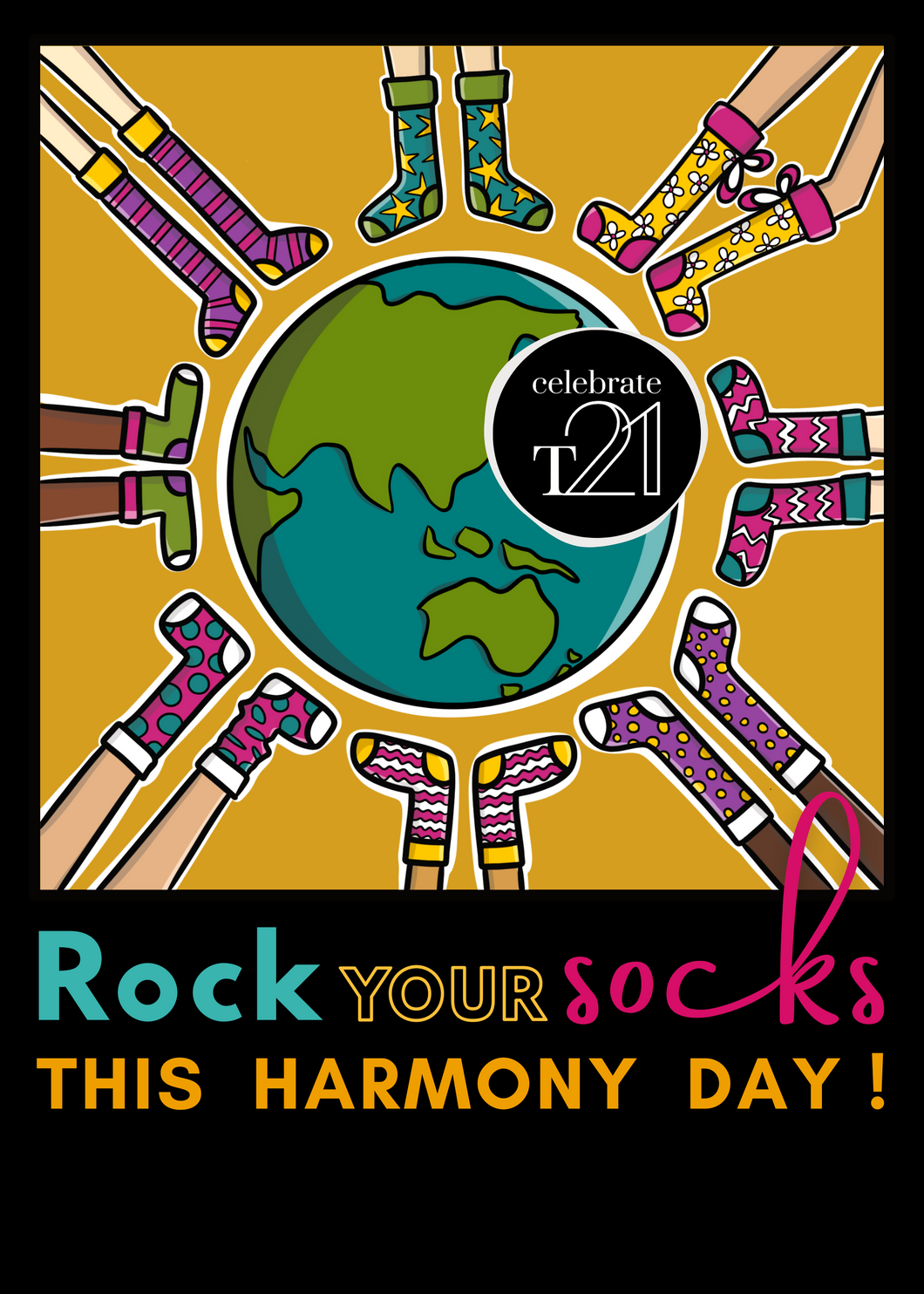 WDSD Harmony Day and Rock Your Socks  - WOMENS Classic Minus Tee [-5cm]