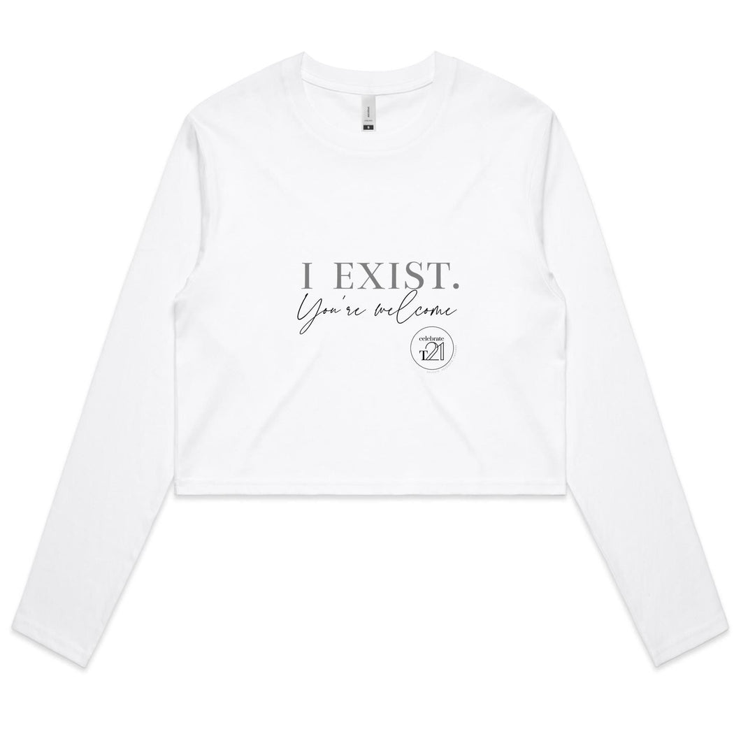 I Exist. You're welcome – AS Colour - Women's Long Sleeve Crop Tee