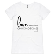 Load image into Gallery viewer, Love doesn&#39;t count chromosomes by SRP -  AS Colour Bevel - Womens V-Neck T-Shirt