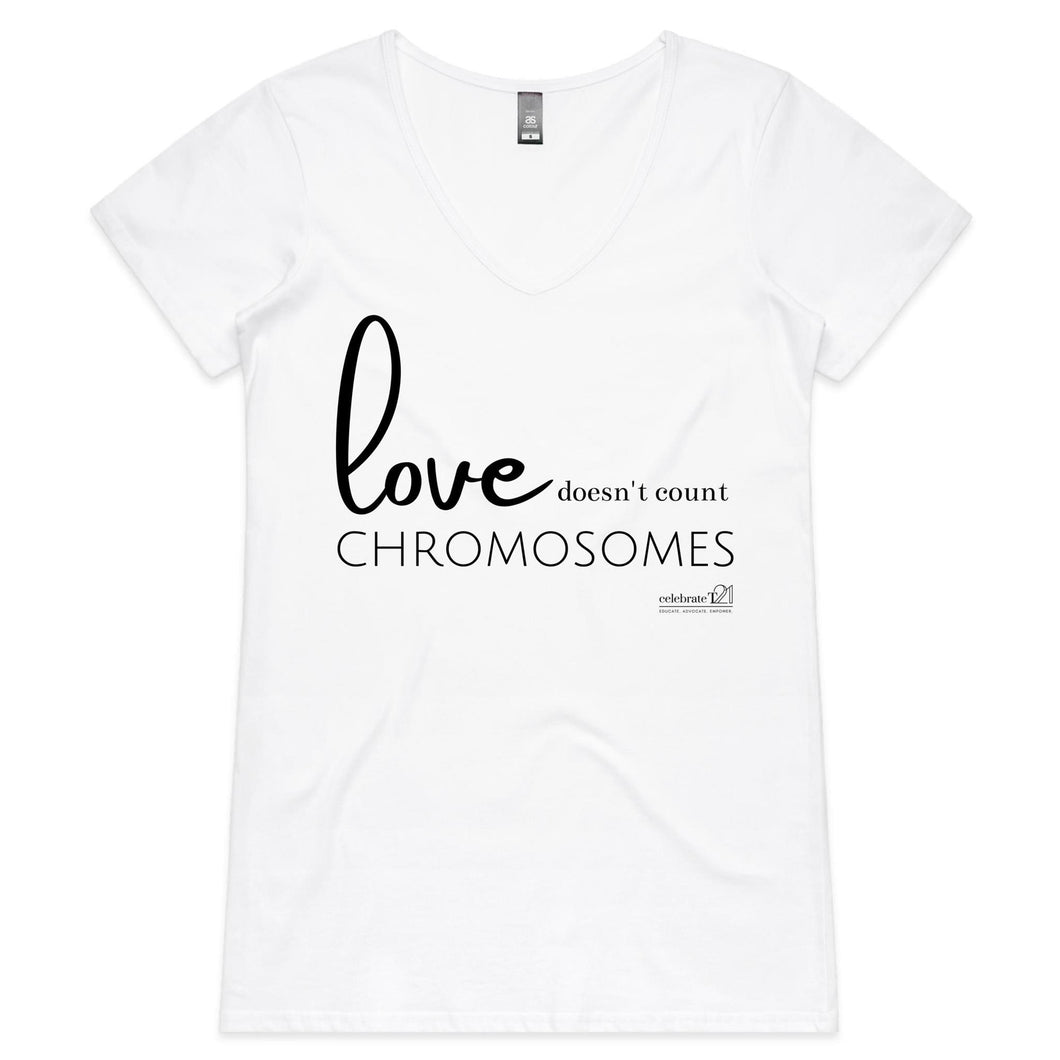 Love doesn't count chromosomes by SRP -  AS Colour Bevel - Womens V-Neck T-Shirt