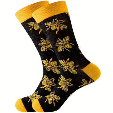 Bees on Black WDSD Rock Your Socks LARGE ONLY