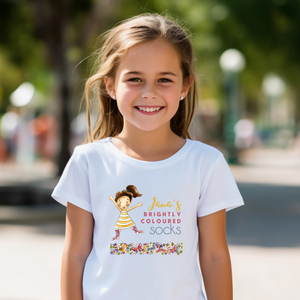 KIDS & YOUTH TEES *assorted designs - Jana's Brightly Coloured Socks