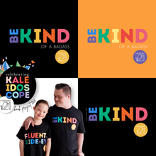 Load image into Gallery viewer, Be Kind - 4 styles - MENS ASSORTED LIMITED EDITION- Classic Tee - on Black or Orange Shirt - WDSD HARMONY DAY