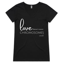 Load image into Gallery viewer, Love doesn&#39;t count chromosomes by SRP -  AS Colour Bevel - Womens V-Neck T-Shirt