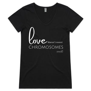 Love doesn't count chromosomes by SRP -  AS Colour Bevel - Womens V-Neck T-Shirt