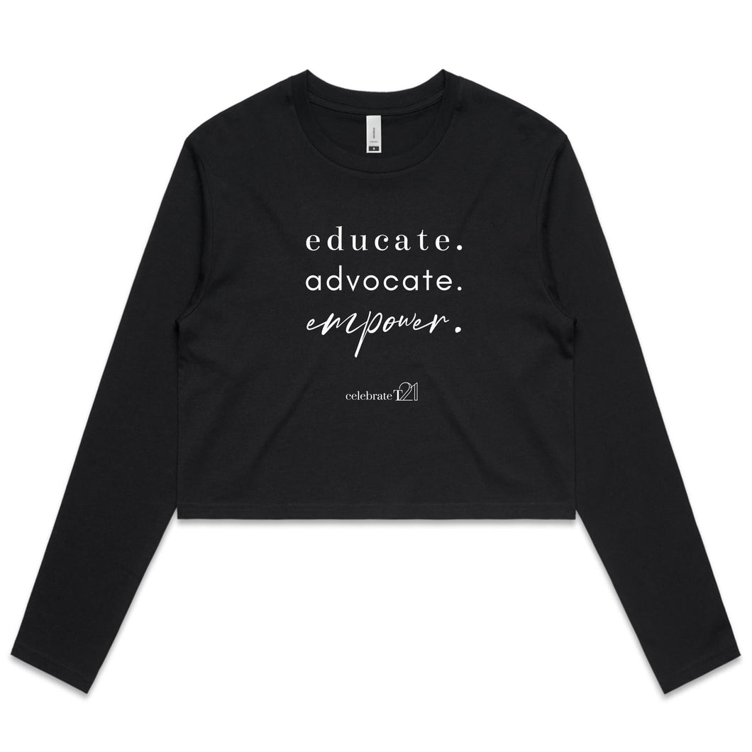 Educate Advocate Empower OCT21 -  AS Colour - Women's Long Sleeve Crop Tee