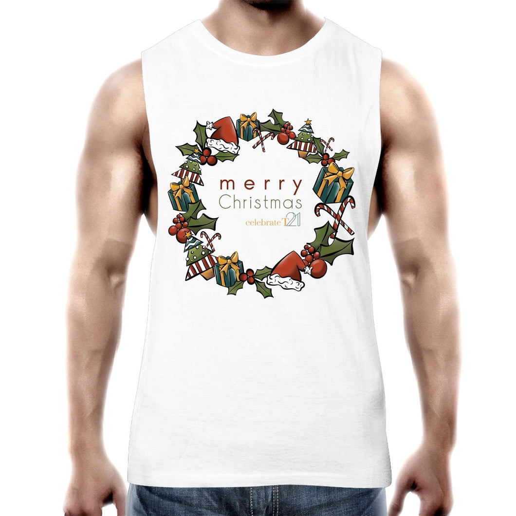 Christmas - ‘Celebrate T21 Christmas Wreath’ AS Colour Barnard - Mens Tank Top Tee