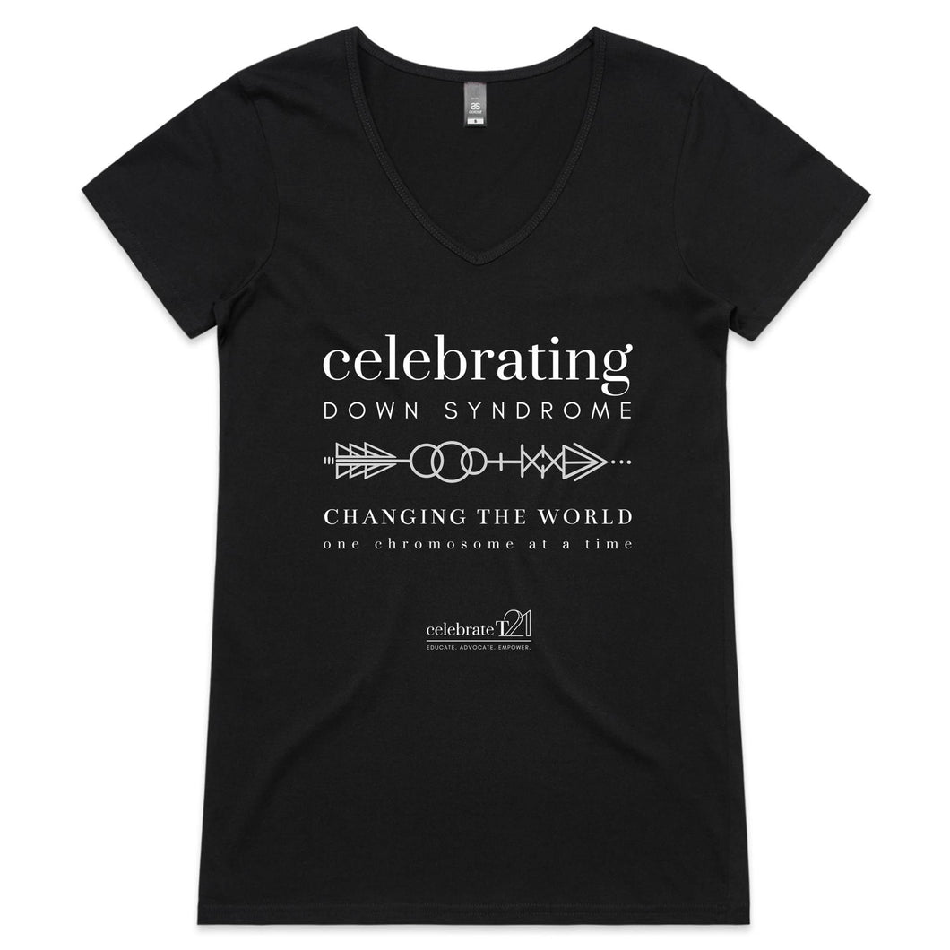 Celebrating DS ARROW Black only - AS Colour Bevel - Womens V-Neck T-Shirt