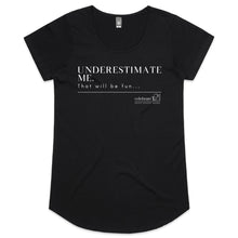 Load image into Gallery viewer, Underestimate Me  BOOK RELEASE TEE 2021  AS Colour Mali - Womens Scoop Neck T-Shirt