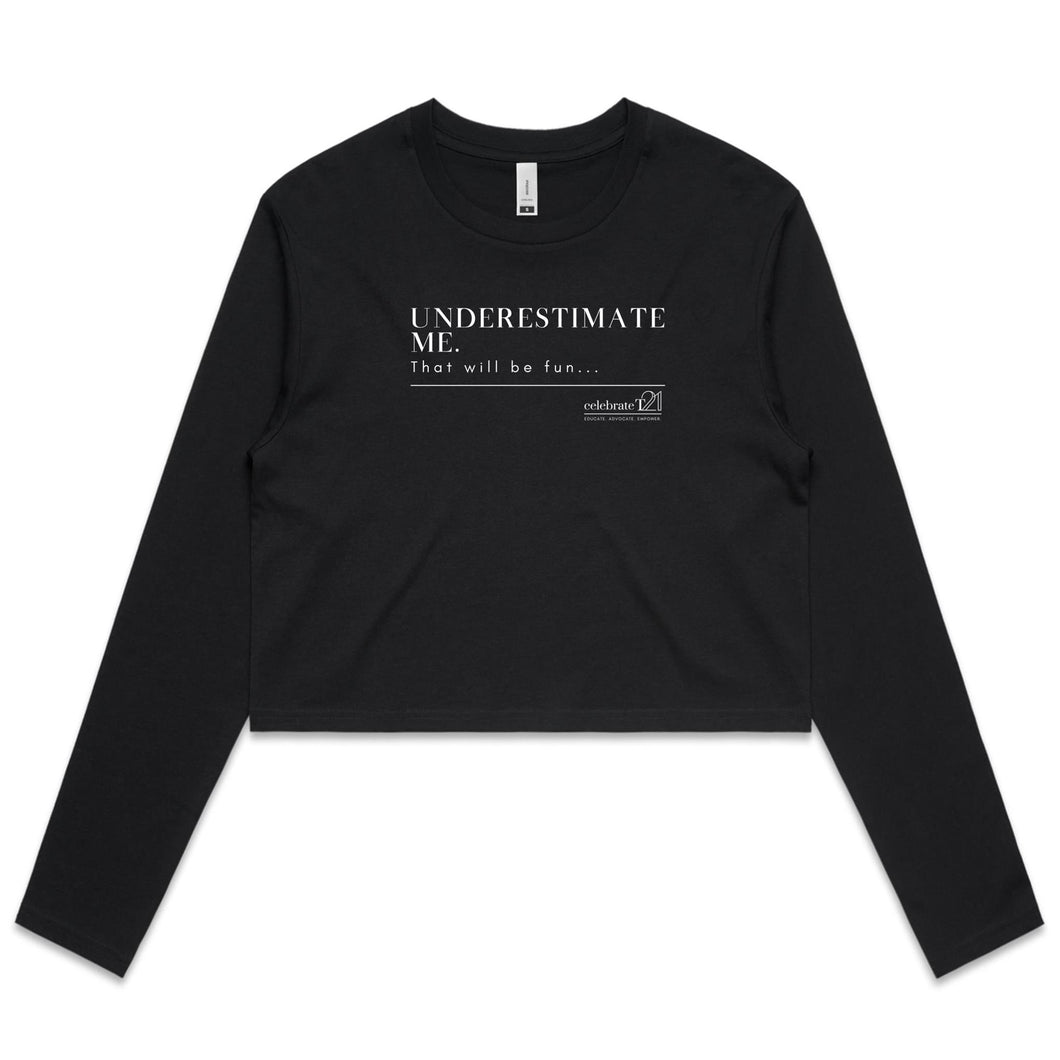 Underestimate Me  BOOK RELEASE TEE 2021  AS Colour - Women's Long Sleeve Crop Tee