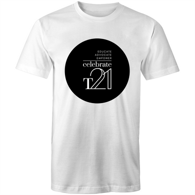 ‘Celebrate T21’ White Only  - AS Colour Staple - Mens T-Shirt