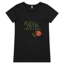 Load image into Gallery viewer, It&#39;s A Holly... Alexis Schnitger Design 2022 - AS Colour Bevel - Womens V-Neck T-Shirt