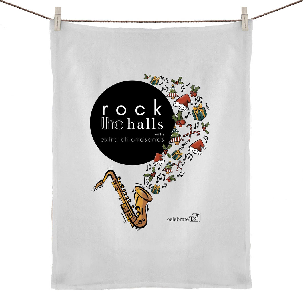 Rock The Halls  50% Linen 50% Cotton Tea Towel