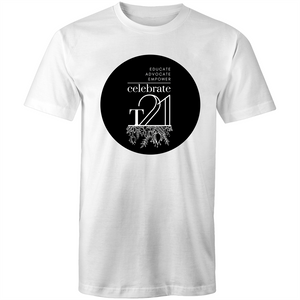 ‘Celebrate T21 with Flowers’ White Only - AS Colour Staple - Mens T-Shirt