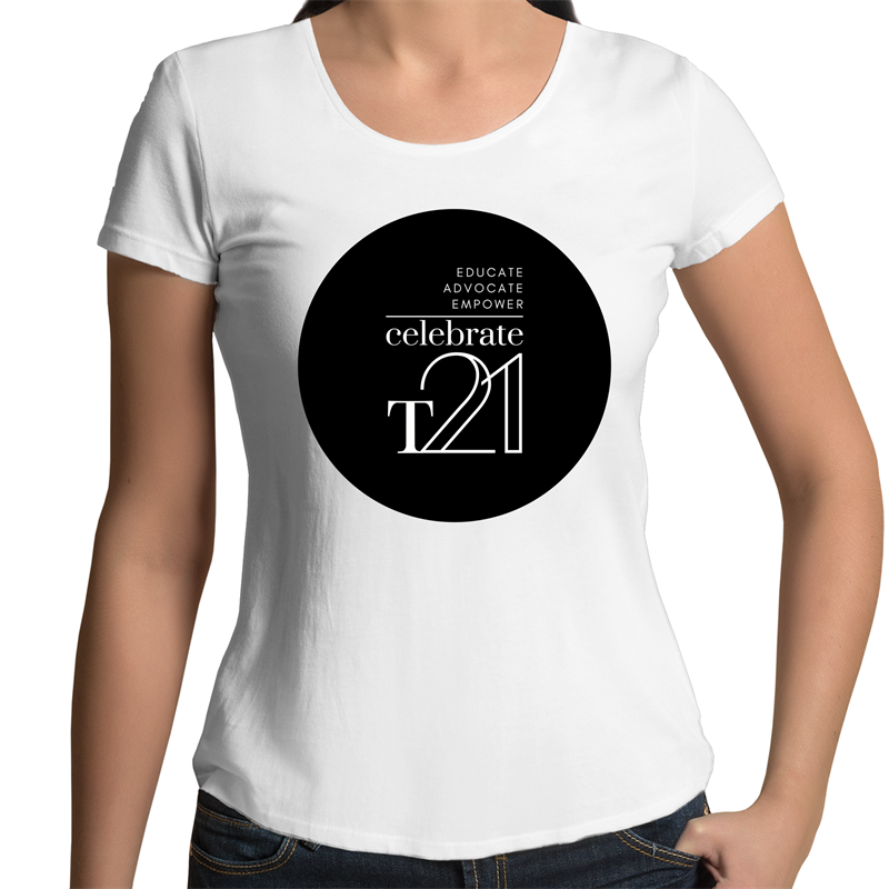 ‘Celebrate T21’ White Only  - AS Colour Mali - Womens Scoop Neck T-Shirt