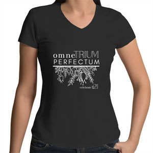 ‘OTP Flowers’ in Black or White - AS Colour Bevel - Womens V-Neck T-Shirt