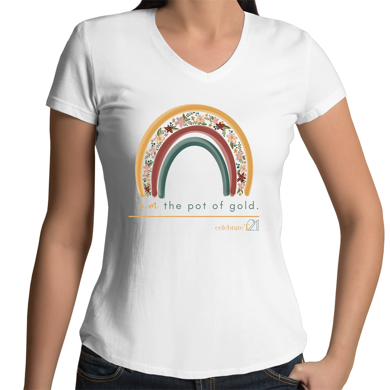 Rainbow Floral  - AS Colour Bevel - Womens V-Neck T-Shirt