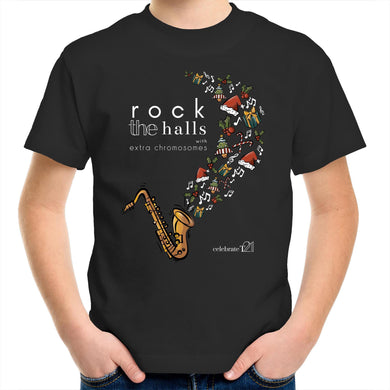 Rock The Halls - 2 designs AS Colour Kids Youth Crew T-Shirt