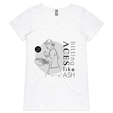 LIMITED EDITION ASH - AS Colour Bevel - Womens V-Neck T-Shirt