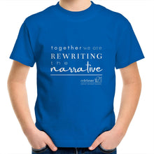 Load image into Gallery viewer, Rewriting The Narrative  BOOK RELEASE TEE 2021  AS Colour Kids Youth Crew T-Shirt