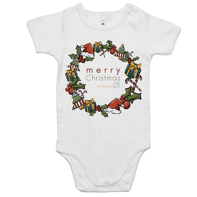 Christmas - ‘Celebrate T21 Christmas Wreath’  AS Colour Mini Me - Baby Onesie Romper