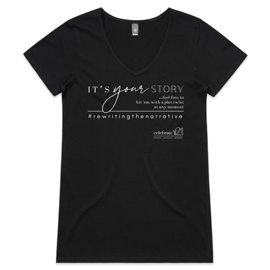 It’s Your Story…  BOOK RELEASE TEE 2021  AS Colour Bevel - Womens V-Neck T-Shirt