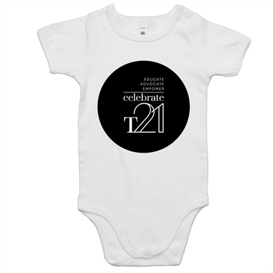 ‘Celebrate T21’ White Only  - AS Colour Mini Me - Baby Onesie Romper