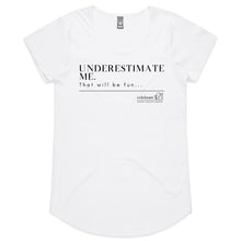 Load image into Gallery viewer, Underestimate Me  BOOK RELEASE TEE 2021  AS Colour Mali - Womens Scoop Neck T-Shirt