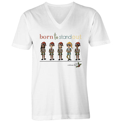 Christmas - ‘Born To Stand Out’ – Boy AS Colour Tarmac - Mens V-Neck Tee