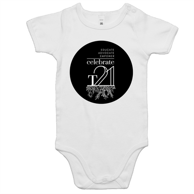 ‘Celebrate T21 with Flowers’ White Only - AS Colour Mini Me - Baby Onesie Romper