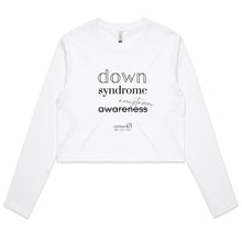 Load image into Gallery viewer, Down Syndrome Acceptance BOOK RELEASE TEE - AS Colour - Women&#39;s Long Sleeve Crop Tee