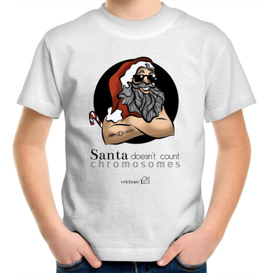 Christmas - ‘Santa Doesn’t Count Chromosomes’ AS Colour Kids Youth Crew T-Shirt