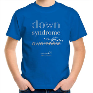 Down Syndrome Acceptance BOOK RELEASE TEE - AS Colour Kids Youth Crew T-Shirt