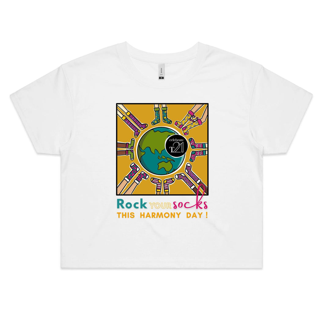 WDSD Harmony Day and Rock Your Socks - AS Colour - Women's Crop Tee