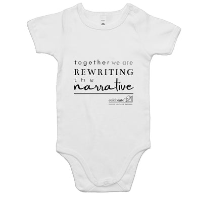 Rewriting The Narrative  BOOK RELEASE TEE 2021  AS Colour Mini Me - Baby Onesie Romper