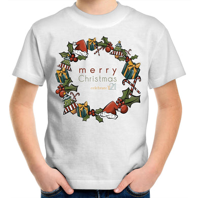 Christmas - ‘Celebrate T21 Christmas Wreath’   AS Colour Kids Youth Crew T-Shirt