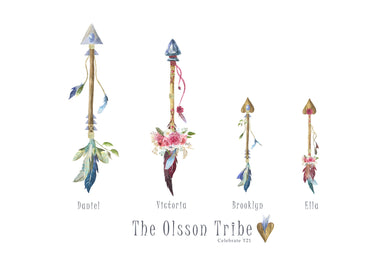 My Tribe Personalised Print  - 4 ARROWS Emblished