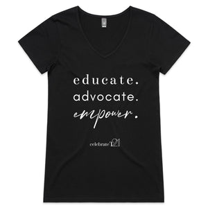 Educate Advocate Empower OCT21 - AS Colour Bevel - Womens V-Neck T-Shirt