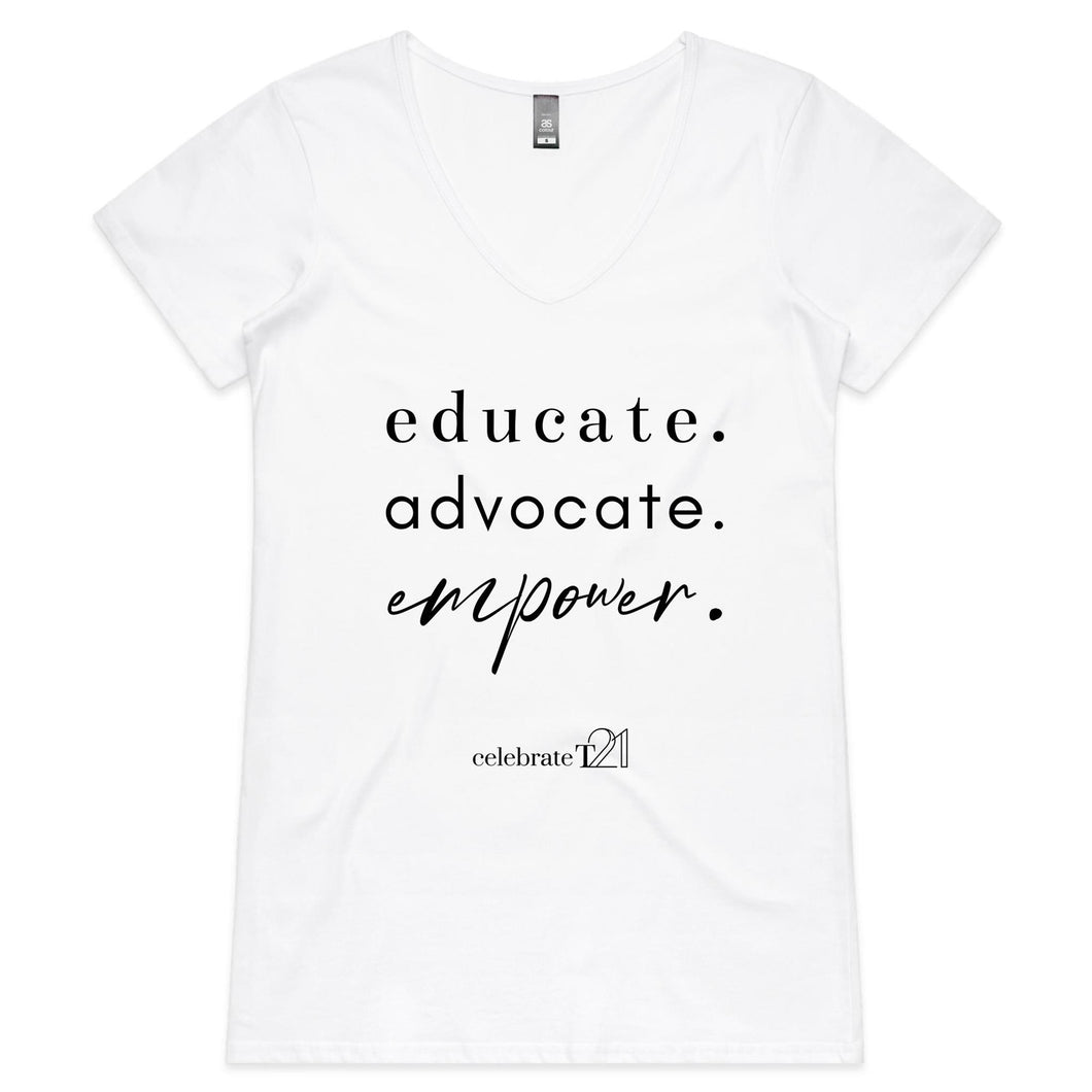 Educate Advocate Empower OCT21 - AS Colour Bevel - Womens V-Neck T-Shirt