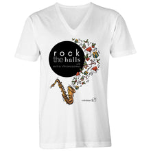 Load image into Gallery viewer, Rock The Halls - 2 designs AS Colour Tarmac - Mens V-Neck Tee