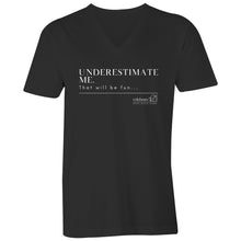 Load image into Gallery viewer, Underestimate Me  BOOK RELEASE TEE 2021  AS Colour Tarmac - Mens V-Neck Tee