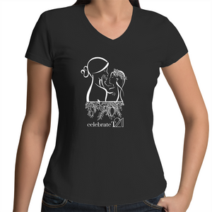 ‘Mother & Daughter’ in Black or White - AS Colour Bevel - Womens V-Neck T-Shirt