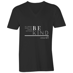 'Be Kind' in Black or White - AS Colour Tarmac - Mens V-Neck Tee