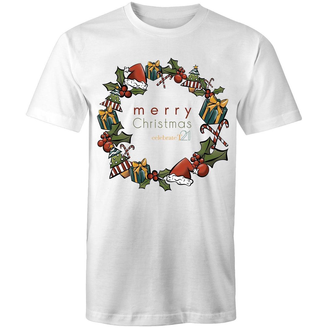 Christmas - ‘Celebrate T21 Christmas Wreath’ AS Colour Staple - Mens T-Shirt