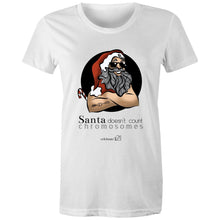 Load image into Gallery viewer, Christmas - ‘Santa Doesn’t Count Chromosomes’ - AS Colour - Women&#39;s Maple Tee