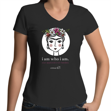 Frida I Am – Assorted Colours - AS Colour Bevel - Womens V-Neck T-Shirt