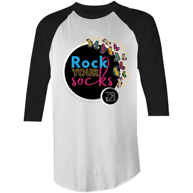 ROCK YOUR SOCKS WDSD -  AS Colour Raglan - 3/4 Sleeve T-Shirt