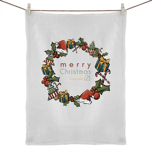 Christmas - ‘Celebrate T21 Christmas Wreath’   50% Linen 50% Cotton Tea Towel